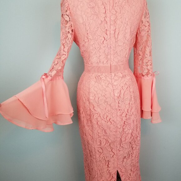 Gorgeous Peach Corded Lace Wiggle Cocktail Dress by Eva Mendes Women's Size 4 - Picture 7 of 10